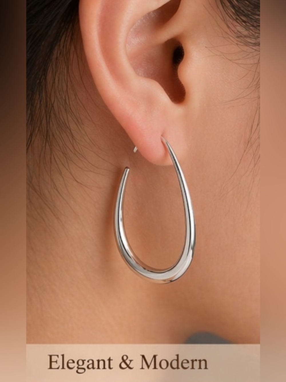 Open Hoop Contemporary Earrings Silver